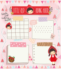 Little red riding hood paper hand drawn vector design