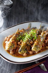 Delicious Chinese food, braised fish in soy sauce