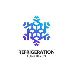 luxury snowflake with line art style for refrigeration logo design
