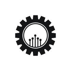 GEAR logo design template vector. Abstract vector gear tech icon.