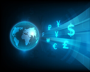 Fototapeta na wymiar Global currency exchange network symbol concept illustration