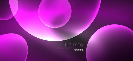 Neon ellipses abstract backgrounds. Shiny bright round shapes glowing in the dark. Vector futuristic illustrations for covers, banners, flyers and posters and other