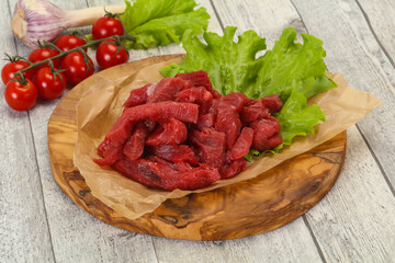 Raw beef meat sliced for cooking