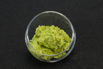 Avocado guacamole sauce with chili pepper