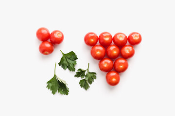 cherry tomatoes on a white background