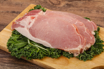 Raw pork steak for cooking