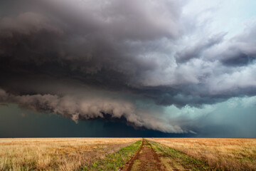 Storm over a field in Kansas