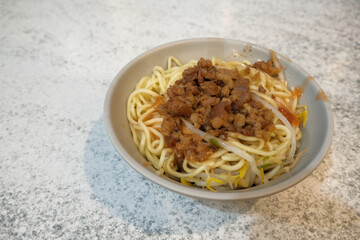 Minced Pork Noodles with Salted Sauce