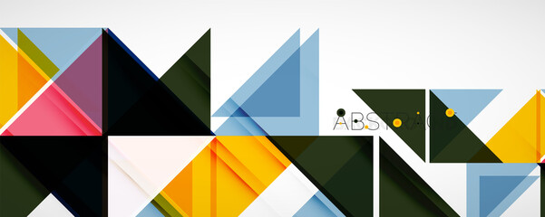 Obraz premium Geometric abstract background. Techno color triangle shapes. Vector illustration for covers, banners, flyers and posters and other designs