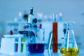 Laboratory Research - Scientific Glassware For Chemical Background