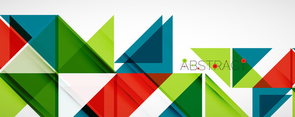 Obraz premium Geometric abstract background. Techno color triangle shapes. Vector illustration for covers, banners, flyers and posters and other designs