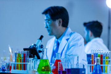 Laboratory Research - Scientific glassware with blur background.