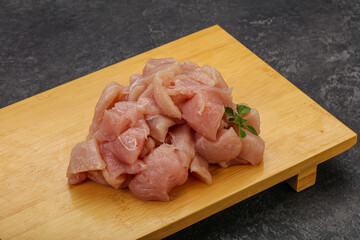 Raw diced chicken for cooking