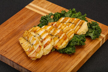 Grilled Greek haloumi cheese with herbs