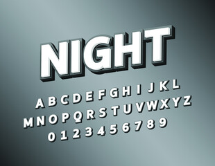 White and black grey modern bold italic text 3d styled alphabet typeface isolated vector illustration