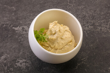 Vegan food - hummus with olive oil