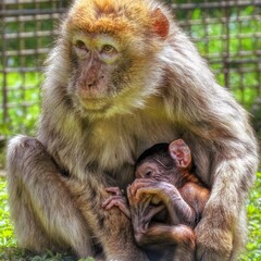 Barbary Ape with baby