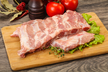 Raw pork ribs for cooking