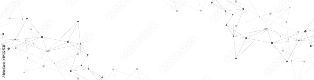 Fototapete website header or banner design with abstract geometric background and connecting dots and lines. gl