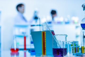 Laboratory Research - Scientific glassware with blur background.