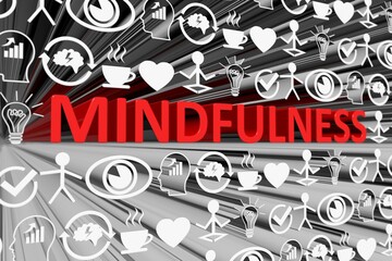 MINDFULNESS concept blurred background 3d render illustration