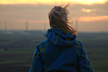 woman walking in the sunset