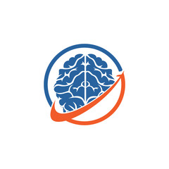 Smart travel vector logo design. Brain travel logo icon design.
