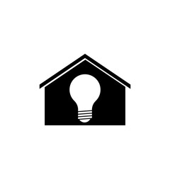 Bulb and Home or House Icon isolated on white background