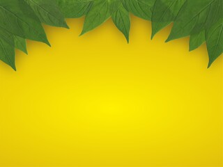 Nature theme mockup with leaf decoration