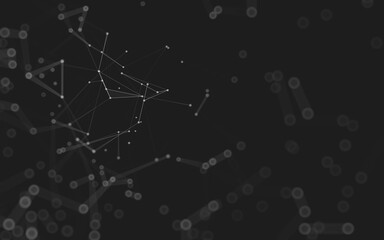 Abstract background. Molecules technology with polygonal shapes, connecting dots and lines. Connection structure. Big data visualization.
