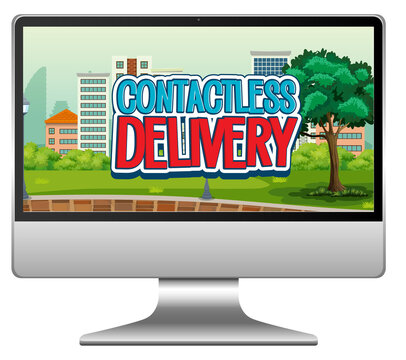 Computer with contactless delivery logo