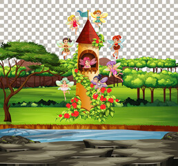 Castle in fairy tale theme on transparent background