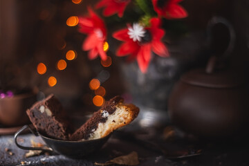 Still life dark photo. Rusty metal background