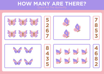 How may objects counting practicing paper for children.