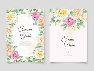 elegant hand drawing wedding invitation floral design
