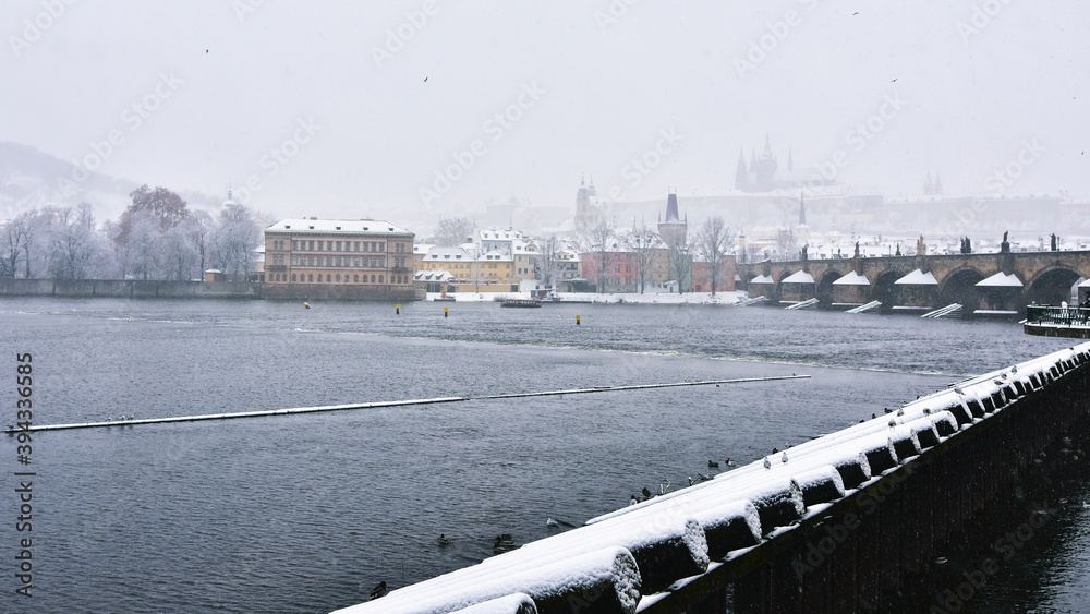 Wall mural prague capital city of czech republic in winter time