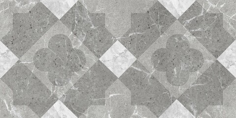 marble floor and stone mosaic seamless pattern background in gray tones