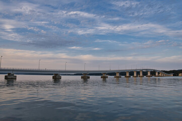 Obraz premium 能登島大橋, 海, 空, 夕焼け