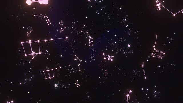 4k looped travel through constellations animation.