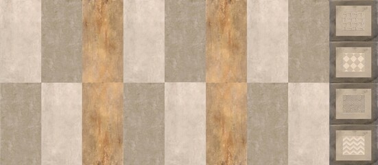 Patterned stone parquet background in beige and gray tones