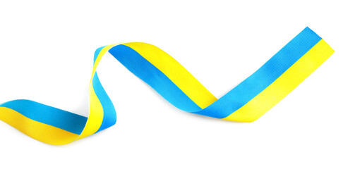 Ribbon with colors of national Ukrainian flag isolated on white