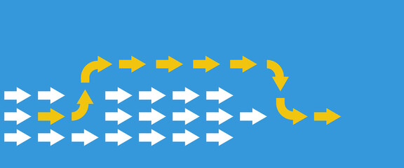 leadership concept with yellow and white arrows