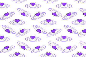 geometric seamless pattern of small hearts and lines, multi-colored heart