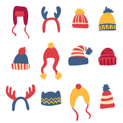 Merry Christmas and Happy New Year items set.