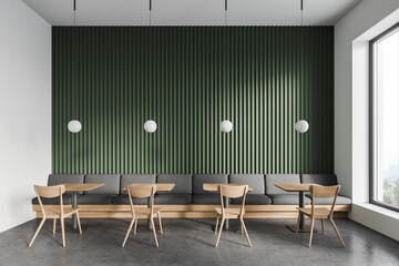Green and white restaurant interior design