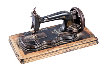 Vintage sewing machine isolated on white