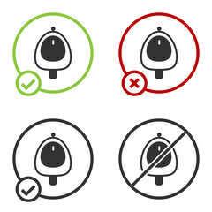 Black Toilet urinal or pissoir icon isolated on white background. Urinal in male toilet. Washroom, lavatory, WC. Circle button. Vector.