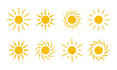 Sun icon vector. Cartoon simple flat design elements.