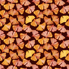 Ginkgo leaves on floor seamless pattern.