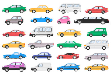 Naklejka premium Set of city cars. Vehicles transport vector illustration